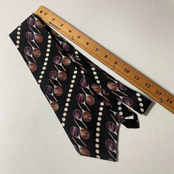 Oscar de la Renta Men's Silk tie made in USA Rocket Tennis Print - Picture 3 of 5